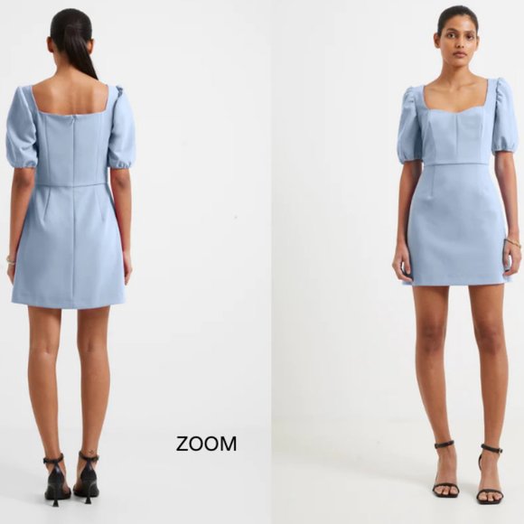 NWOT French Connection Blue Berina Whisper Puff Sleeve Dress 8 - Picture 1 of 11
